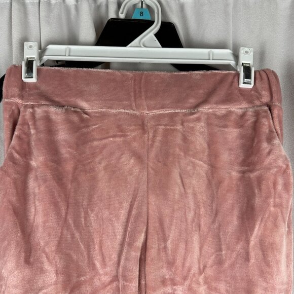 Womens Velvet-Like Cowl Neck Top & Pants Pajama Set Small Pink - Picture 6 of 9